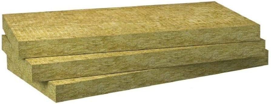 Stack of yellow rockwool insulation boards